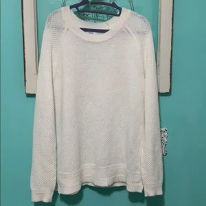 Textured-Stitch Boat-Neck Tunic Sweater for Women
